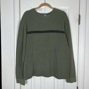 Vintage Y2K Gap Men’s Olive Green Waffle Knit Thermal Long Sleeve Shirt Sz L
